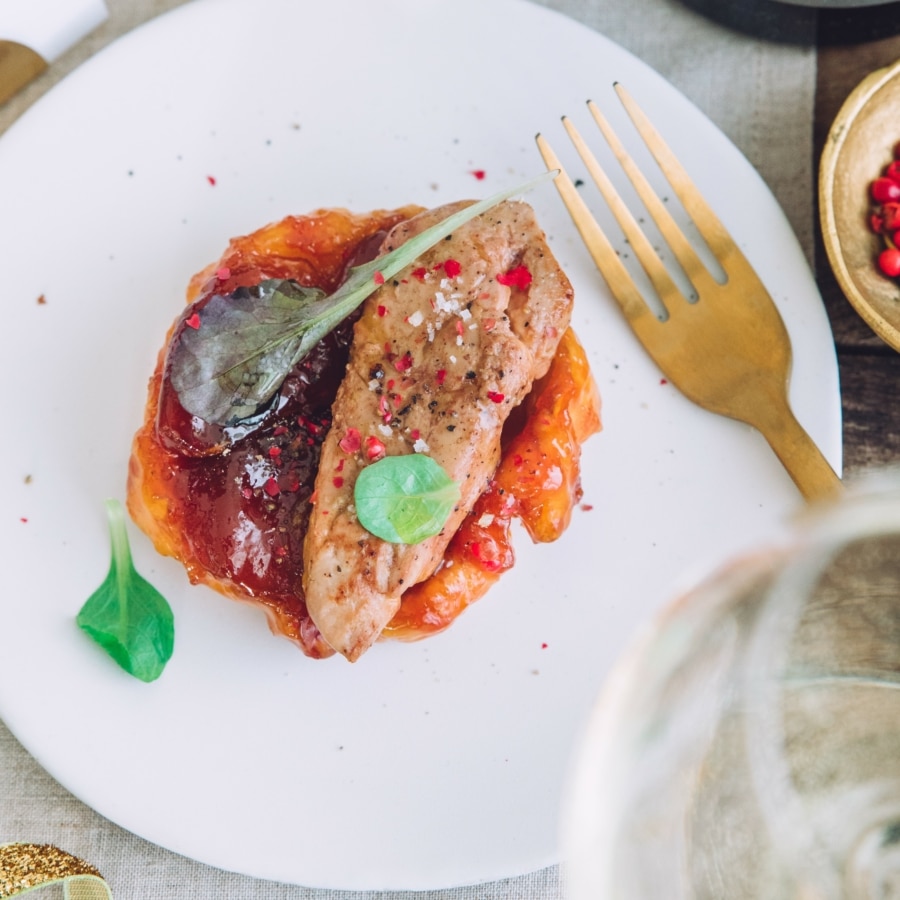 Tatin de pommes et foie gras poêlé -