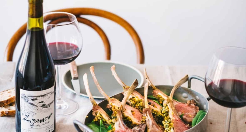 Rack of lamb with a pistachio crust and spring vegetables