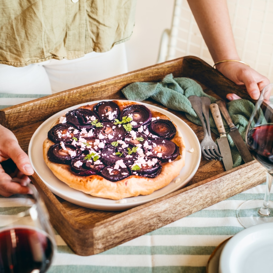 Tarte Tatin oignons rouges