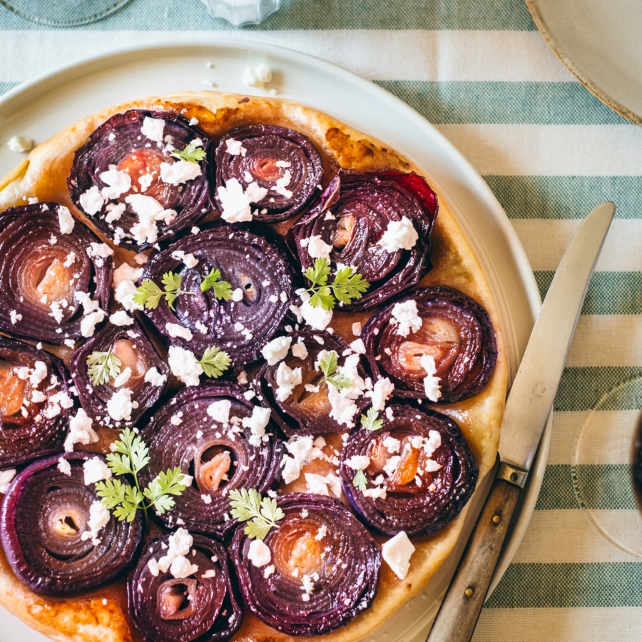 Tarte Tatin oignons rouges