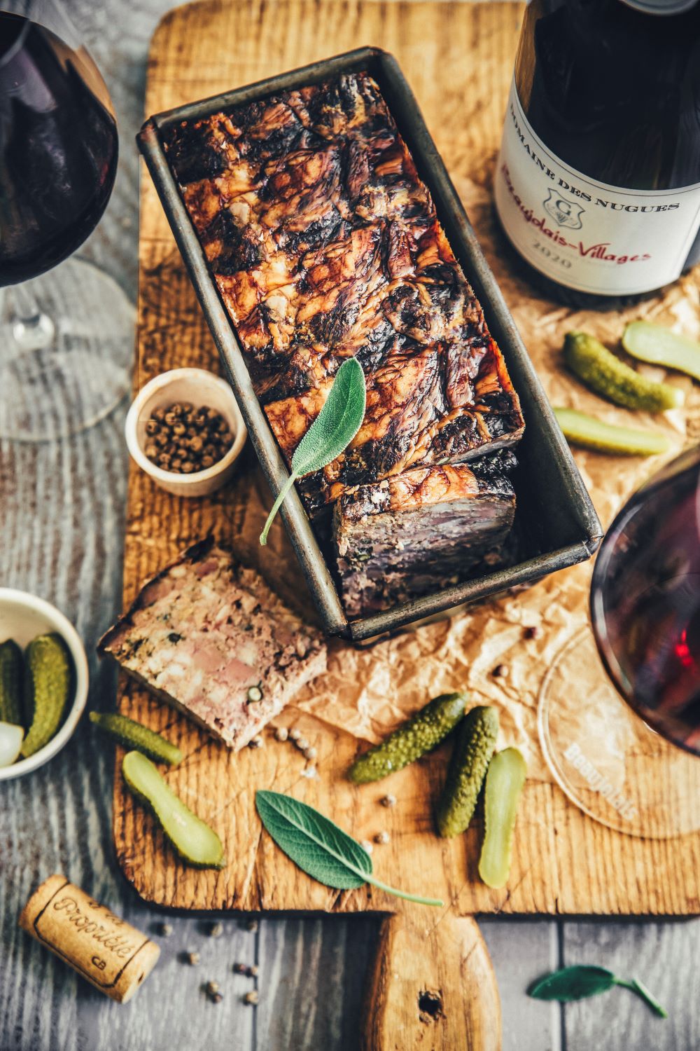 Pork terrine and Beaujolais Villages Nouveau 